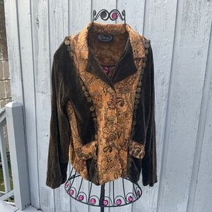 Alex Kim Women’s Long Sleeve Button Front Mix Media Jacket (Size L?)